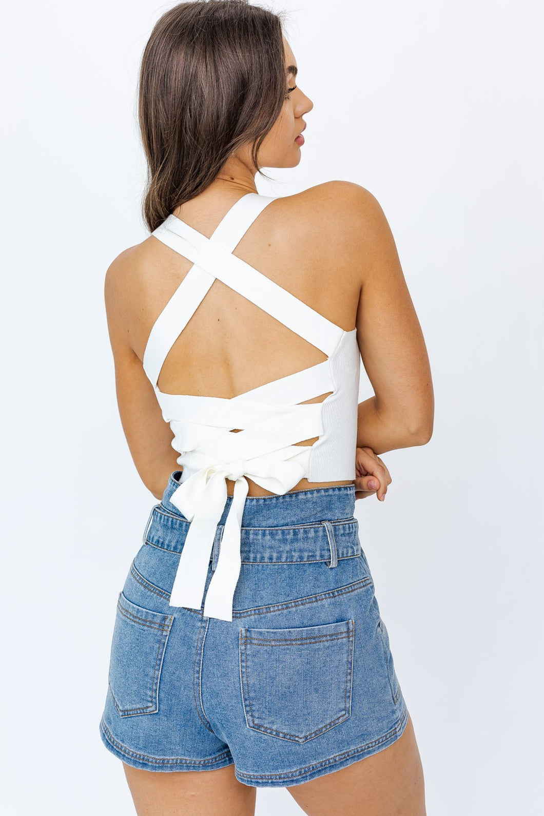 Back tie Top- White