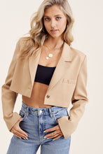 Load image into Gallery viewer, Timeless Crop Blazer Jacket- Tan
