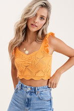 Load image into Gallery viewer, Crochet Ruffle Top- Tangerine
