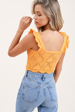 Load image into Gallery viewer, Crochet Ruffle Top- Tangerine
