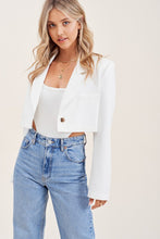 Load image into Gallery viewer, Timeless Crop Blazer Jacket- White
