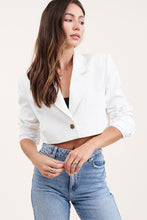 Load image into Gallery viewer, Timeless Crop Blazer Jacket- White
